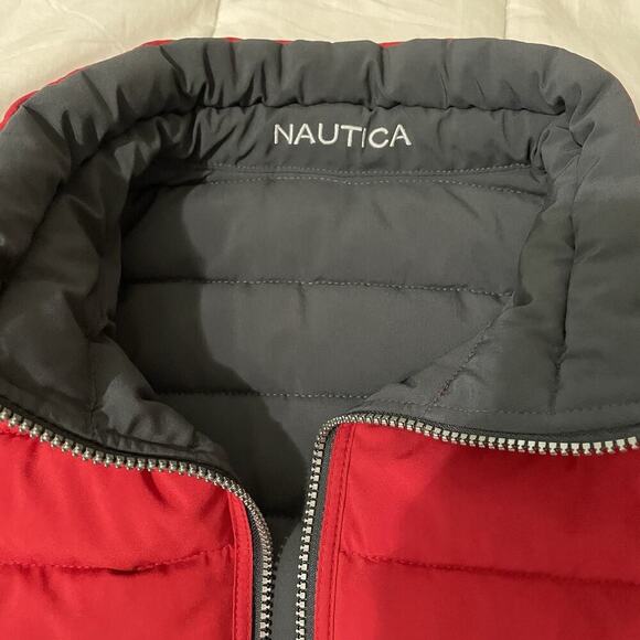 Nautica Jacket Men Size XXL Red Gray Puffer Quilted Reversible Stretch Ski Warm - Picture 8 of 9